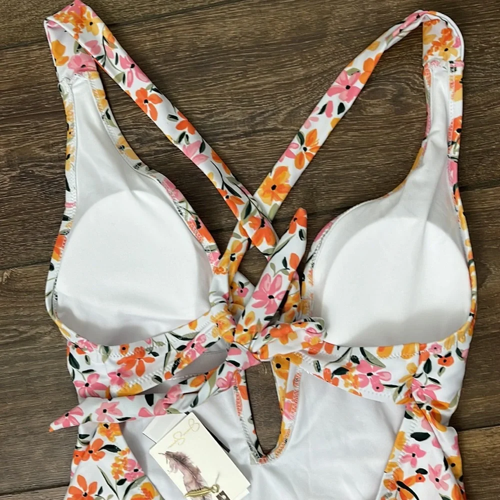 NWT Jessica Simpson Sunset Multi One-Piece Swimsuit, Size M